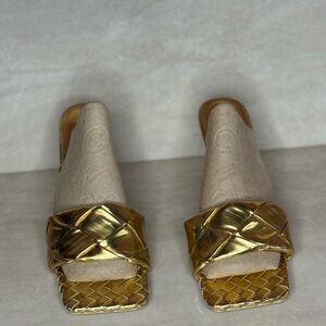 Women’s Gold Braided Slide Sandals